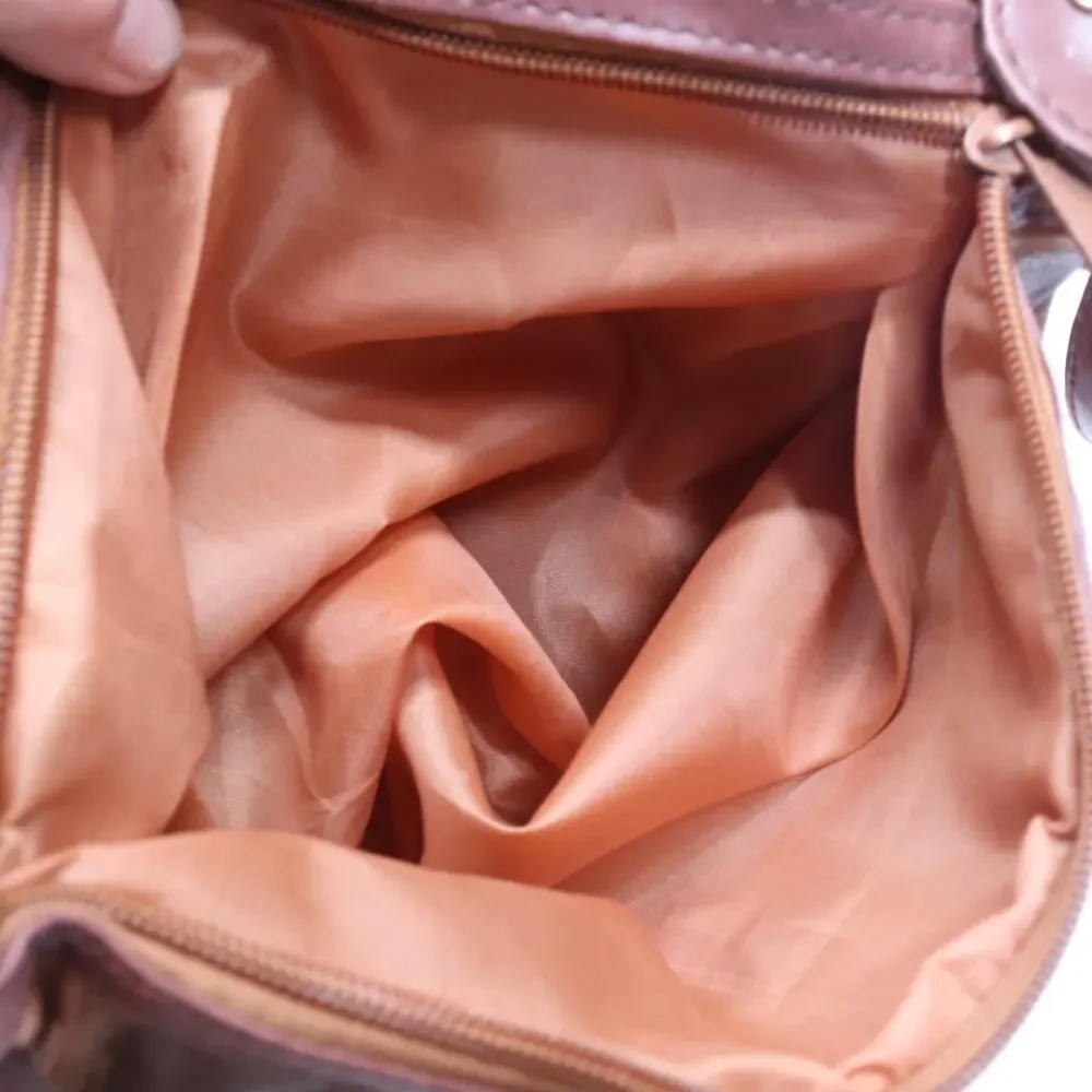 Vtg Patch Leather Crossbody Handbag Women M Brown Tone Colorblock Purse Bag